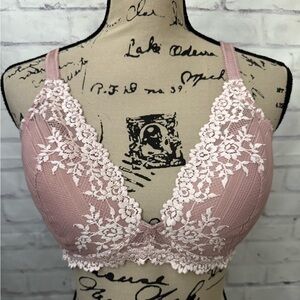 Wacoal Bra Size 38C Embrace Lace Plunge 853291 Sexy Pink Convertible